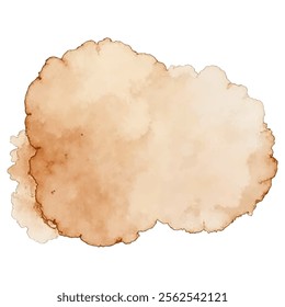 Brown coffee stain texture on white background. Natural watercolor-like splatter with irregular edges and gradient shading. Vector illustration	
