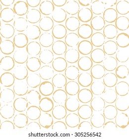 Brown coffee or tea round stains seamless background