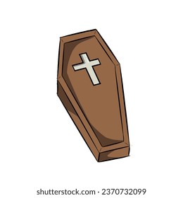 Brown coffin illustration halloween PNG Vector