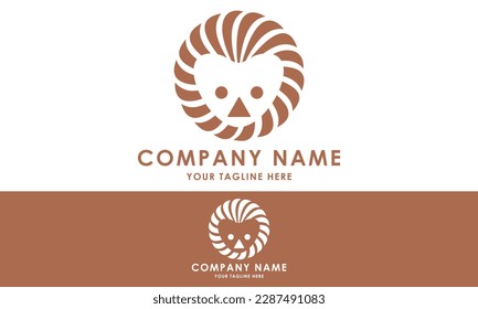 Brown Color Abstract hedgehog Head Logo Design