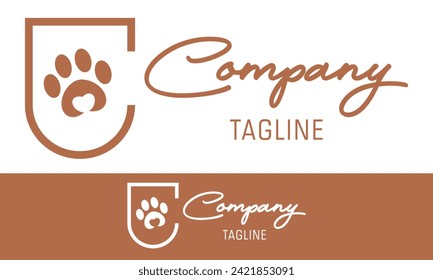 Brown Color Animal Paw Logo Design on White Background