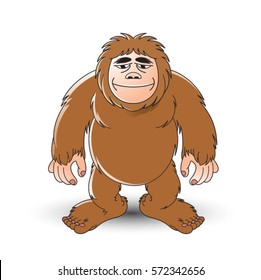 brown color ape man standing-vector drawing