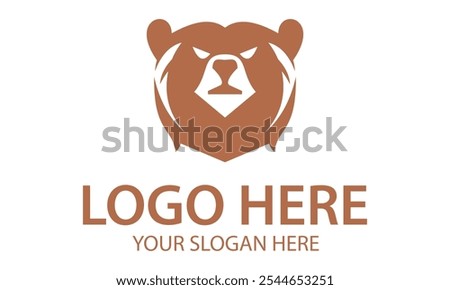 Brown Color Bear Cartoon Head Logo Design