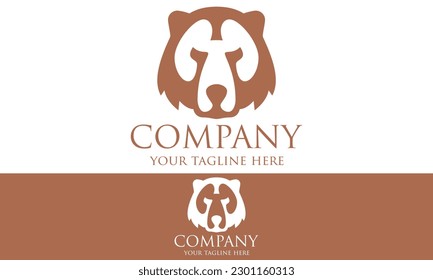 Brown Color Bear Head Logo Design