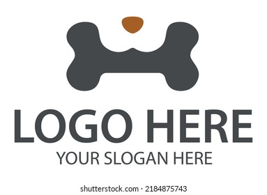 Brown Color Bone Negative Space Dog Logo Design