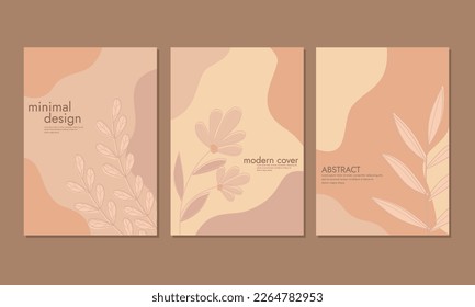 brown color book cover template with hand drawn floral background. A4 size for notebooks, books, reports, diaries, flyers, school books.