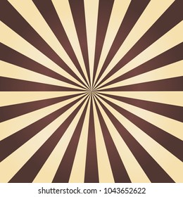 Brown color burst background or sun rays background. Vector illustration