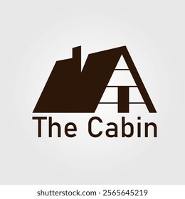 brown color cabin house logo with minimalist flat design