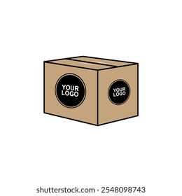 brown color cardboard carton mockup vector