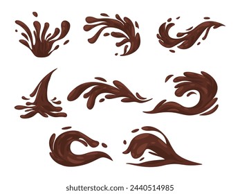 brown color chocolate splash wave shape effect fresh melting smooth milk or coffee liquid