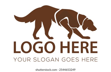 Brown Color Clever Dog Logo Design