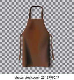 Brown color cotton apron blank isolated vector for decoration