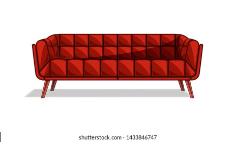 Brown color Couch, Sofa isolated on a white background. Flat style design vector, illustration.