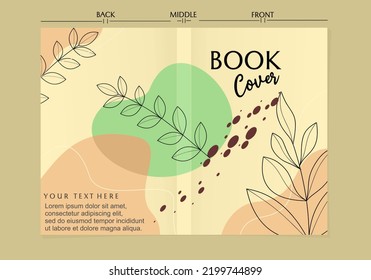 Brown color cover page template. background with hand drawn leaf pattern for notebook, planner, brochure, book, catalog etc.
