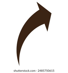 Brown color curved arrow sign symbol. Vector arrow on white background. 