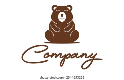 Brown Color bonito desenho animado Urso Logo Design