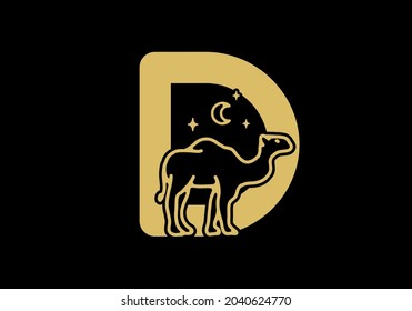 brown color of D initial letter with camel shape design