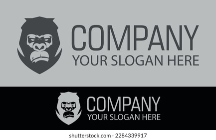 Brown Color Danger Big Monkey Head Logo Design
