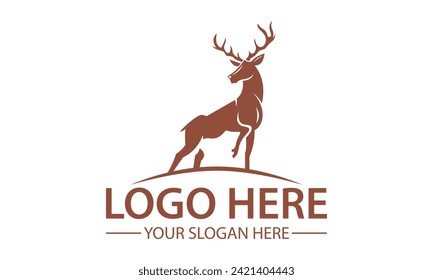 Brown Color Deer Standing Logo Design