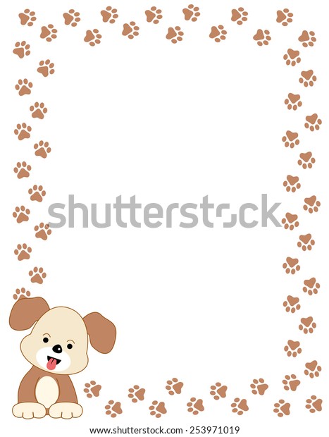 Brown Color Dog Paw Print Border Stock Vector (Royalty Free) 253971019