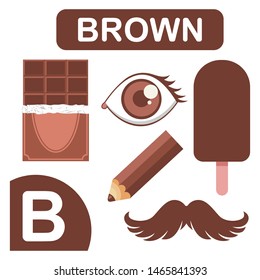Brown color element for kids education vector cartoon illustration isolated on a white background.