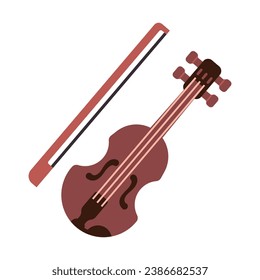 brown color fiddle or violin musical instrument play sound melody rhythm for orchestra entertainment