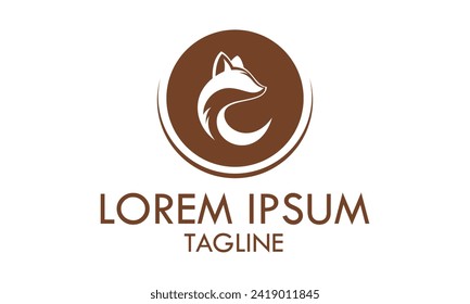 Brown Color Fox head circle abstract logo design