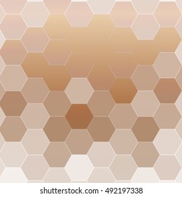brown color gradient background with a hexagonal pattern. vector illustration. square. for the design, printing, presentations