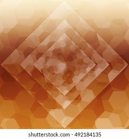 brown color hexagonal pattern with a rhombus in the center. vector illustration. for the design, printing, presentations