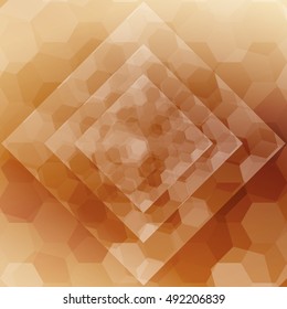 brown color hexagonal pattern with a rhombus in the center. vector illustration. for the design, printing, presentations