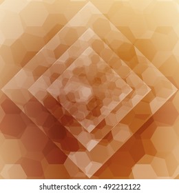 brown color hexagonal pattern with a rhombus in the center. vector illustration. for the design, printing, presentations