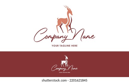 Brown Color Jumping Deer Logo Design