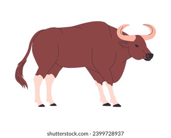 brown color kouprey wild cattle animal with big horned herbivore mammal and endangered creature