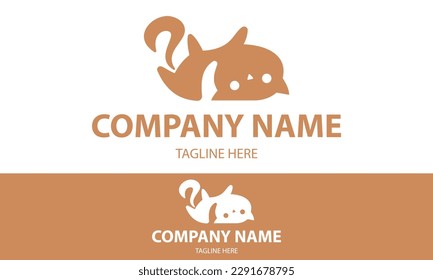 Diseño del logotipo de gato animal perezoso en color marrón