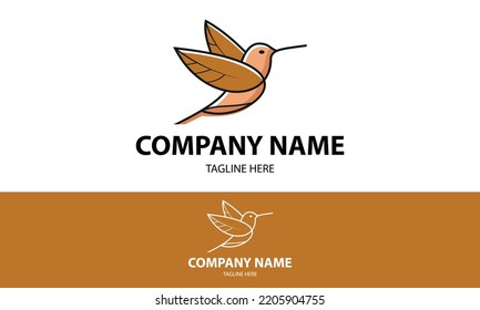 Brown Color Leaf Eco Nature Bird Wing Logo Design