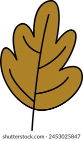 Brown Color Leaf Vector Illustration with Black Outline