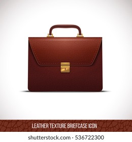 brown color leather briefcase icon