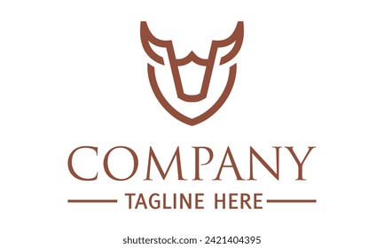 Brown Color Line Art Deer Head Logo Design
