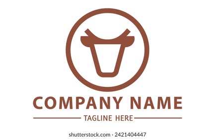 Brown Color Line Art Deer Head Logo Design