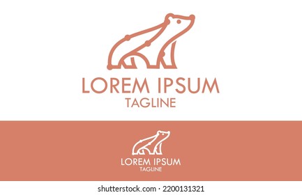 Brown Color line Art polar bear logo design for your business , simple clean logo