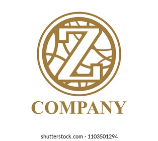 brown color logo symbol type letter z initial business logo design idea illustration shape in circle with beautiful curvy oval line art for premium corporate