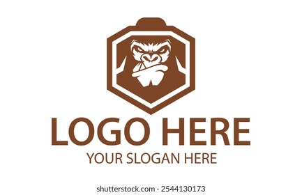 Brown Color Monkey Head Logo Design