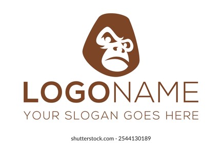 Brown Color Monkey Head Logo Design