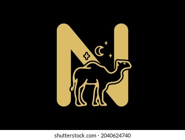 brown color of N initial letter with camel shape design