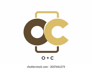 Brown color of OC initial letter design