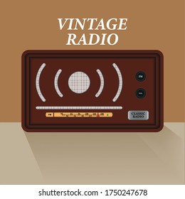 Brown color old type portable vintage fm radio retro