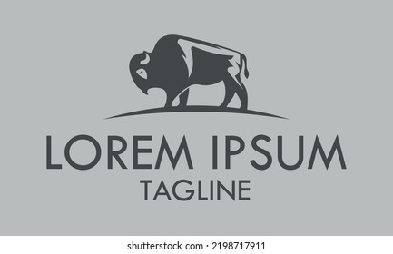 Brown Color Ox Bull with Horn Logo Design