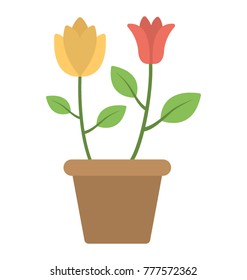 
A brown color pot with multi color flowers inside it 

