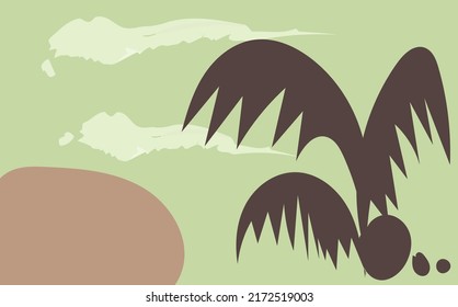 brown color quote space aesthetic background palm coconut tree with green background new