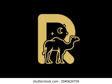 brown color of R initial letter with camel shape design